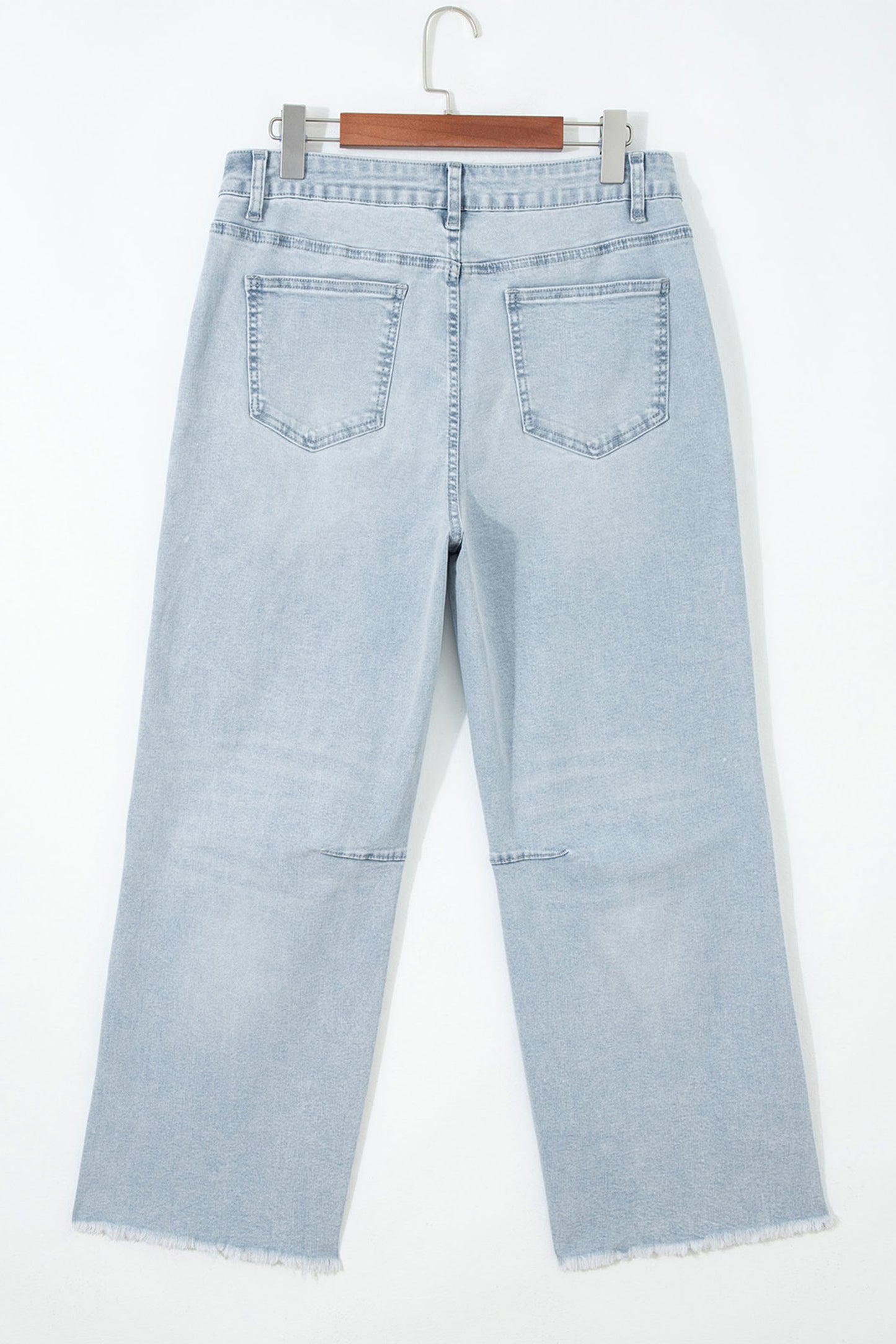 Beau Blue Sequin Detail Patched Rugby Pattern Raw Hem Shift Jeans