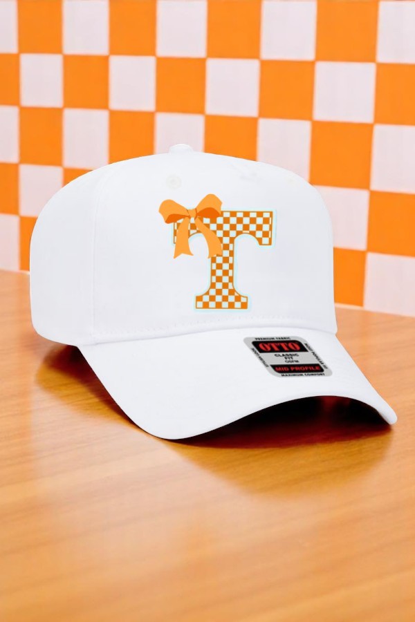 Vols T with Bow White Embroidered Hat