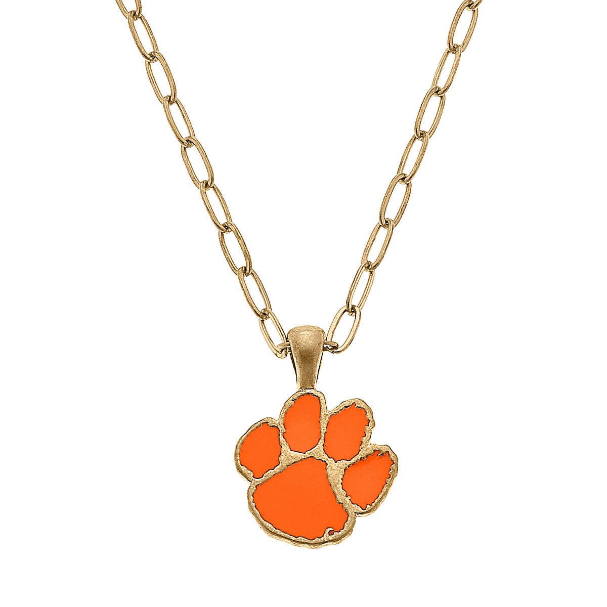 Clemson Tigers Enamel Pendant Necklace in Orange