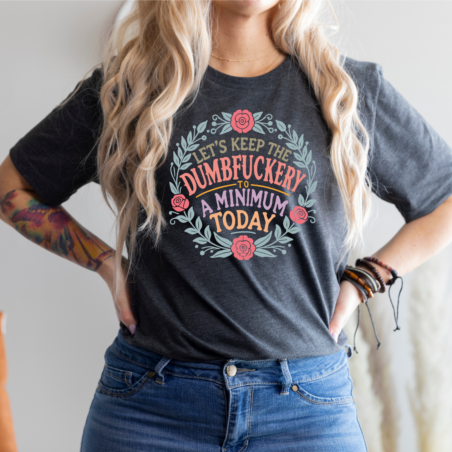 Wholesale Colorful Dumbfuckery Graphic Tee - Black Tee