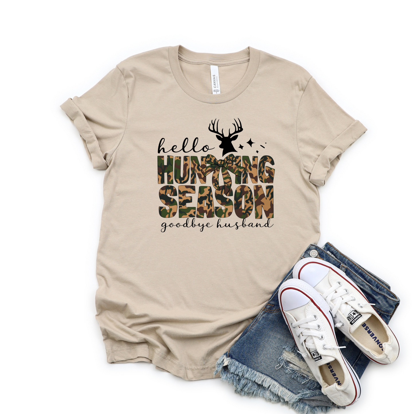 Wholesale Hello hunting season - Tan Tee