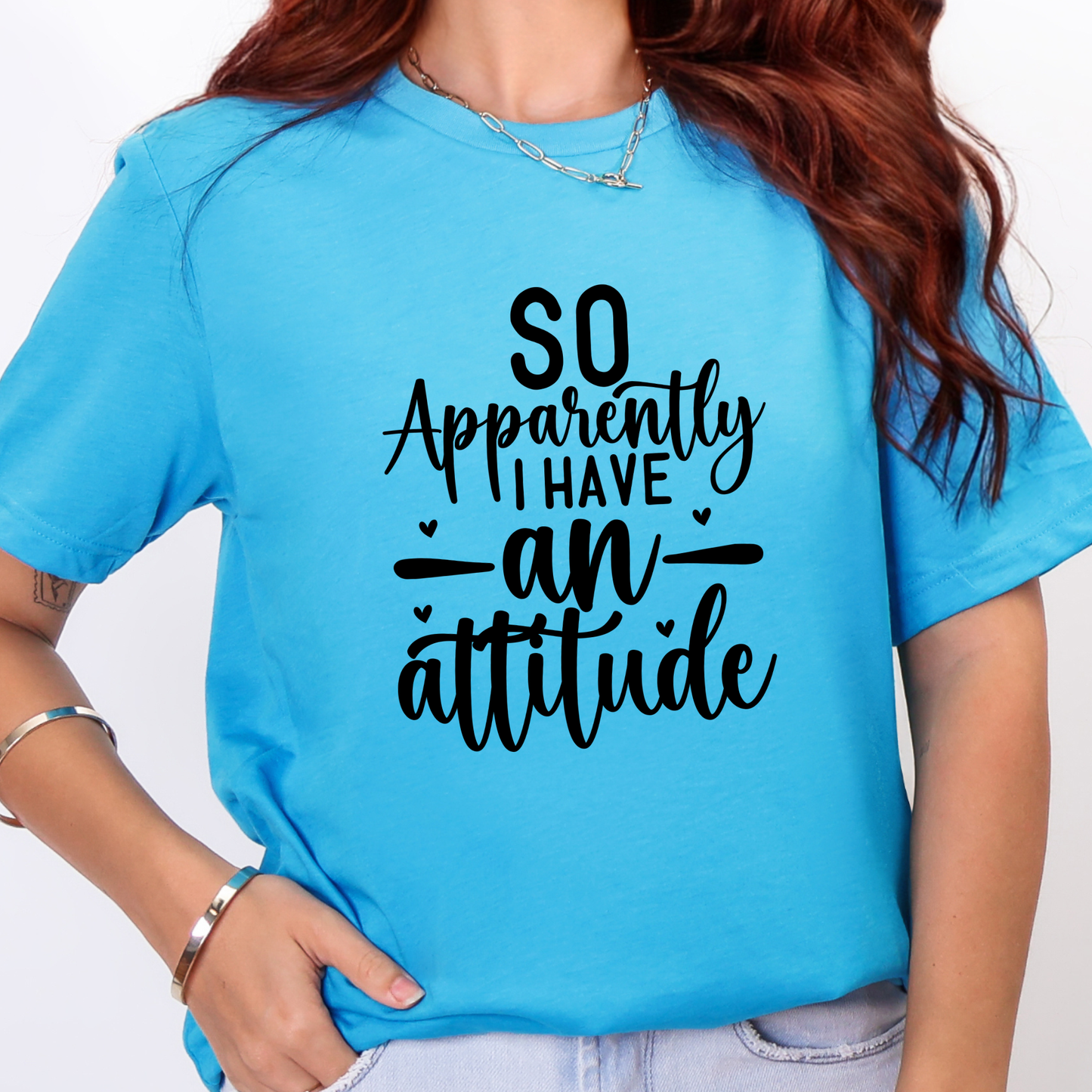 Wholesale Apparently I Have an Attitude Graphic Tee - Heather Aqua Tee