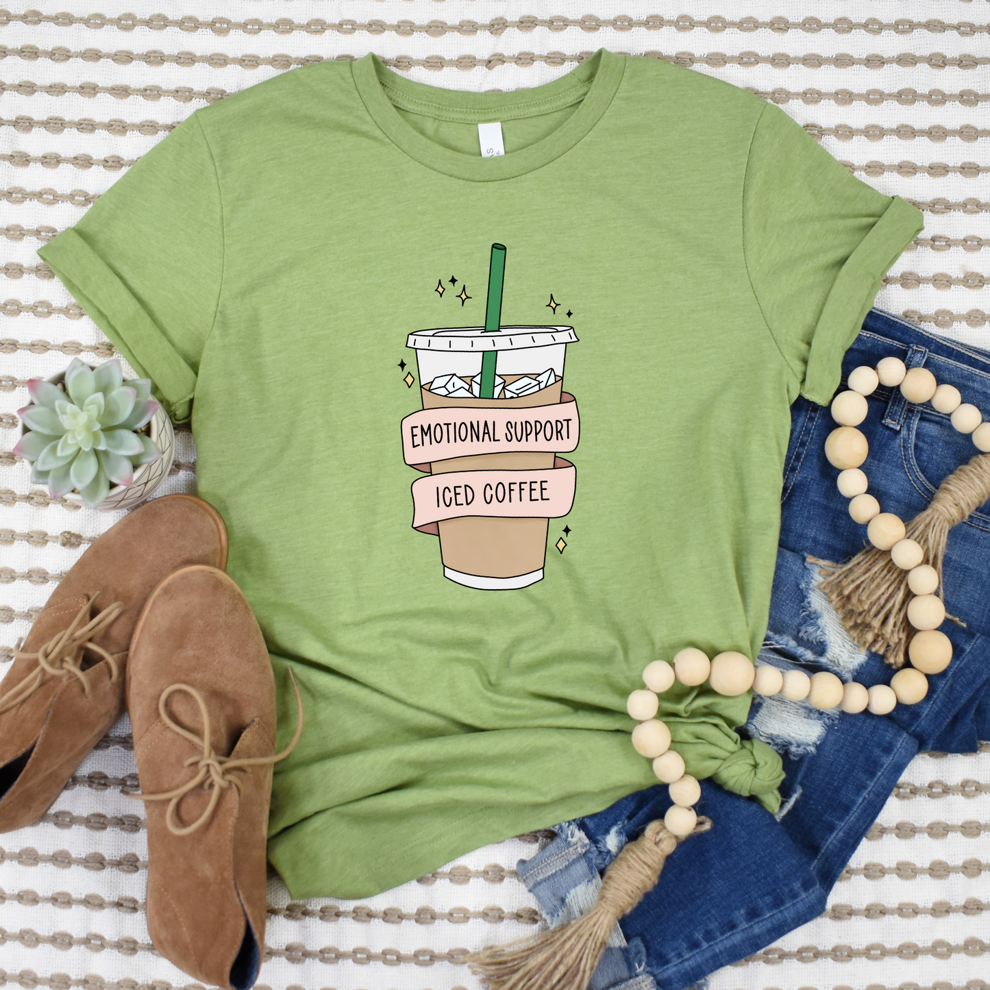 Wholesale Emotional Support Coffee Graphic Tee - Heather Slate Tee