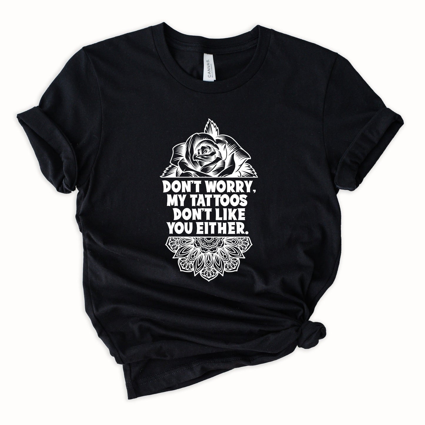 Wholesale Don't Worry Tattoos Graphic Tee - Black