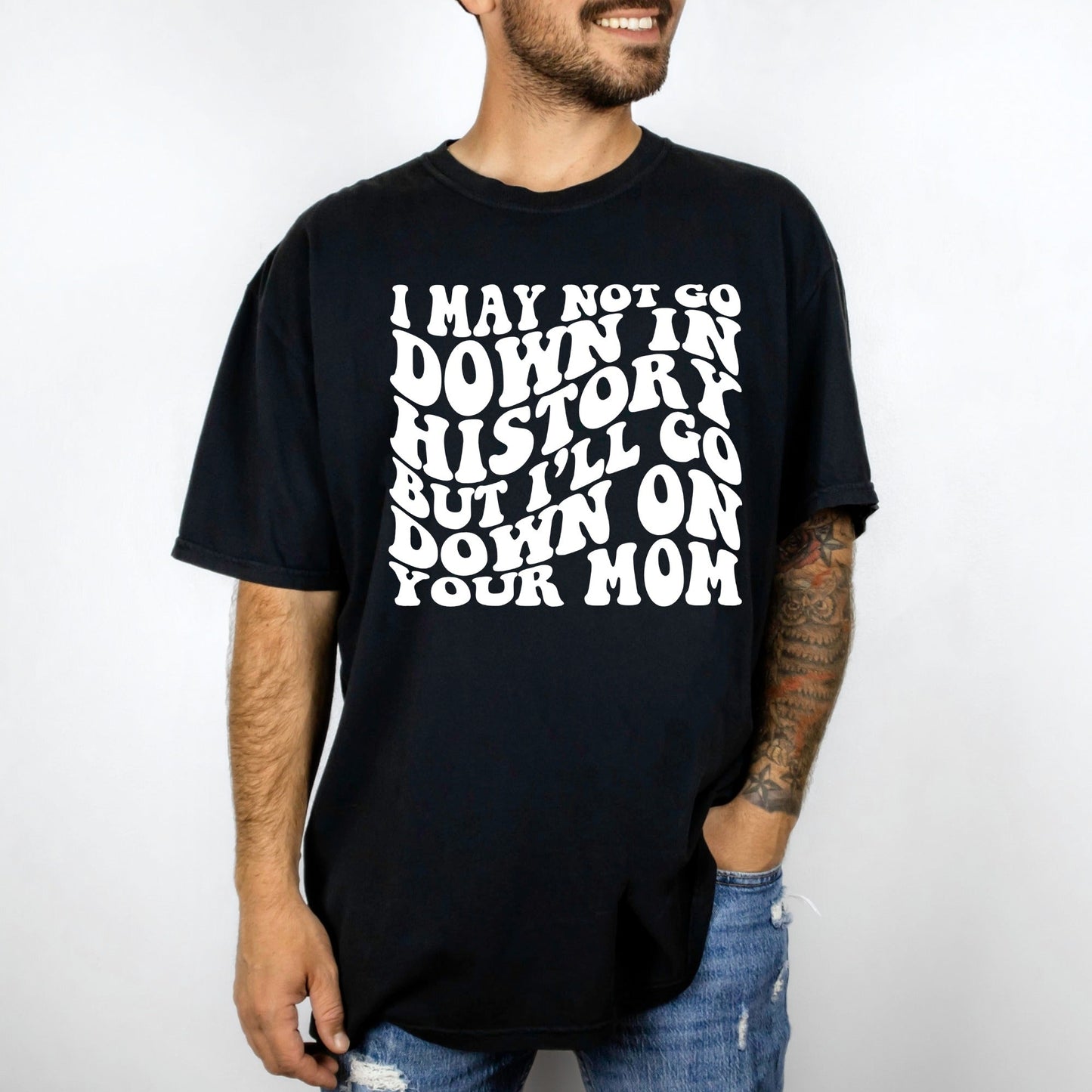 Wholesale Go Down on Your Mom Graphic Tee - White