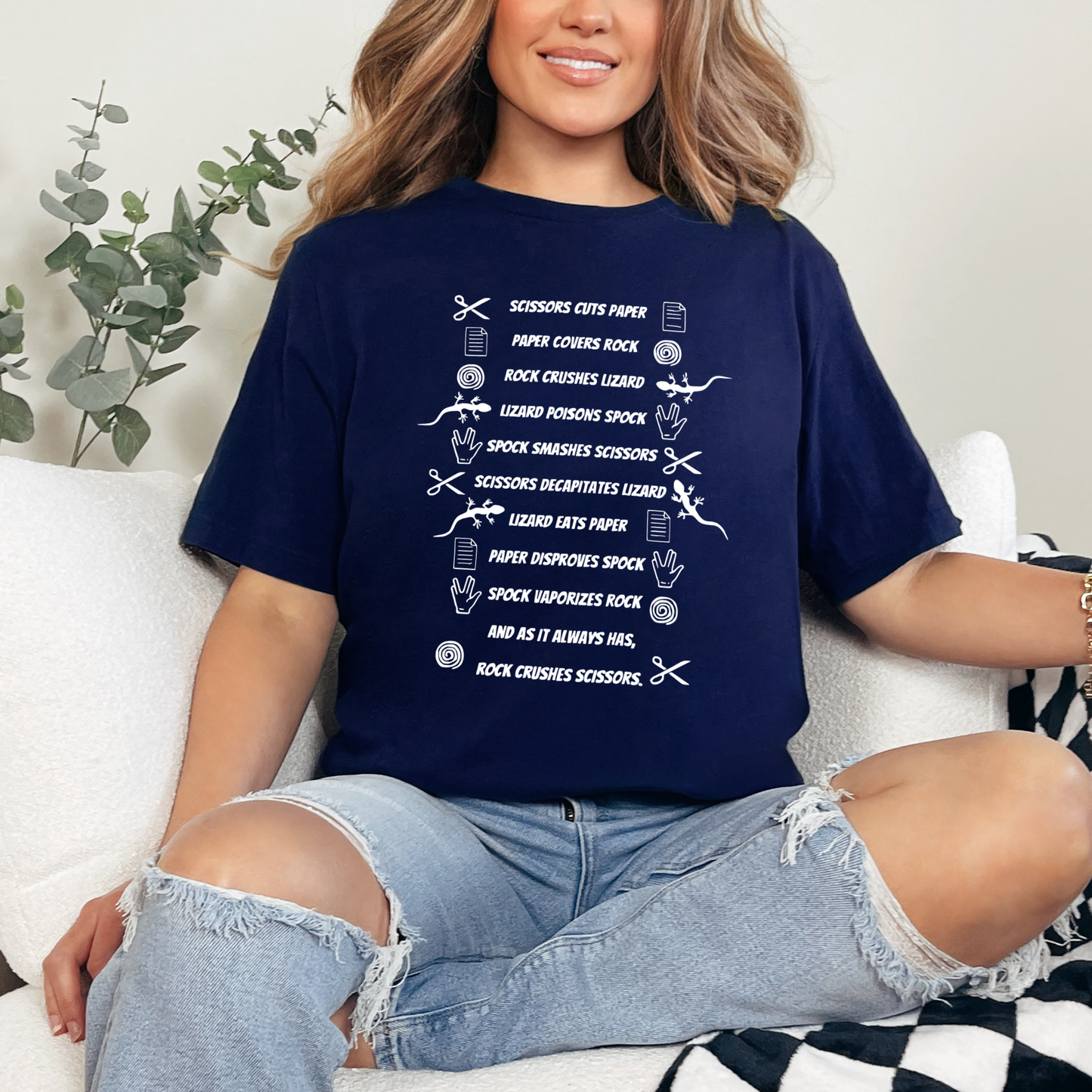 Wholesale Rock Paper Scissors Lizard Spock Graphic Tee - Navy Tee