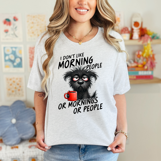 Wholesale Don't Like Morning People Graphic Tee - Ash Tee