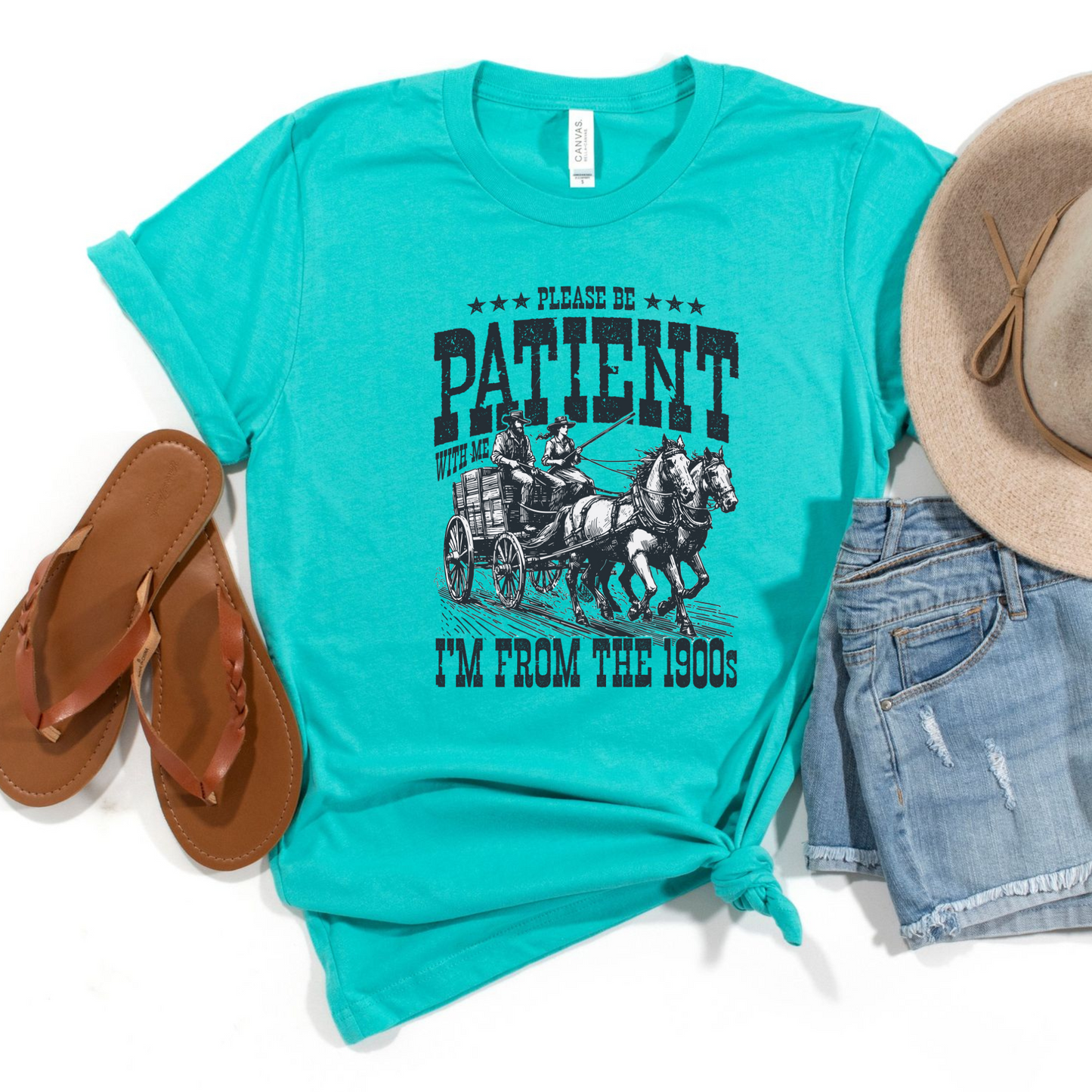 Wholesale Please be patient Graphic Tee - Teal Tee