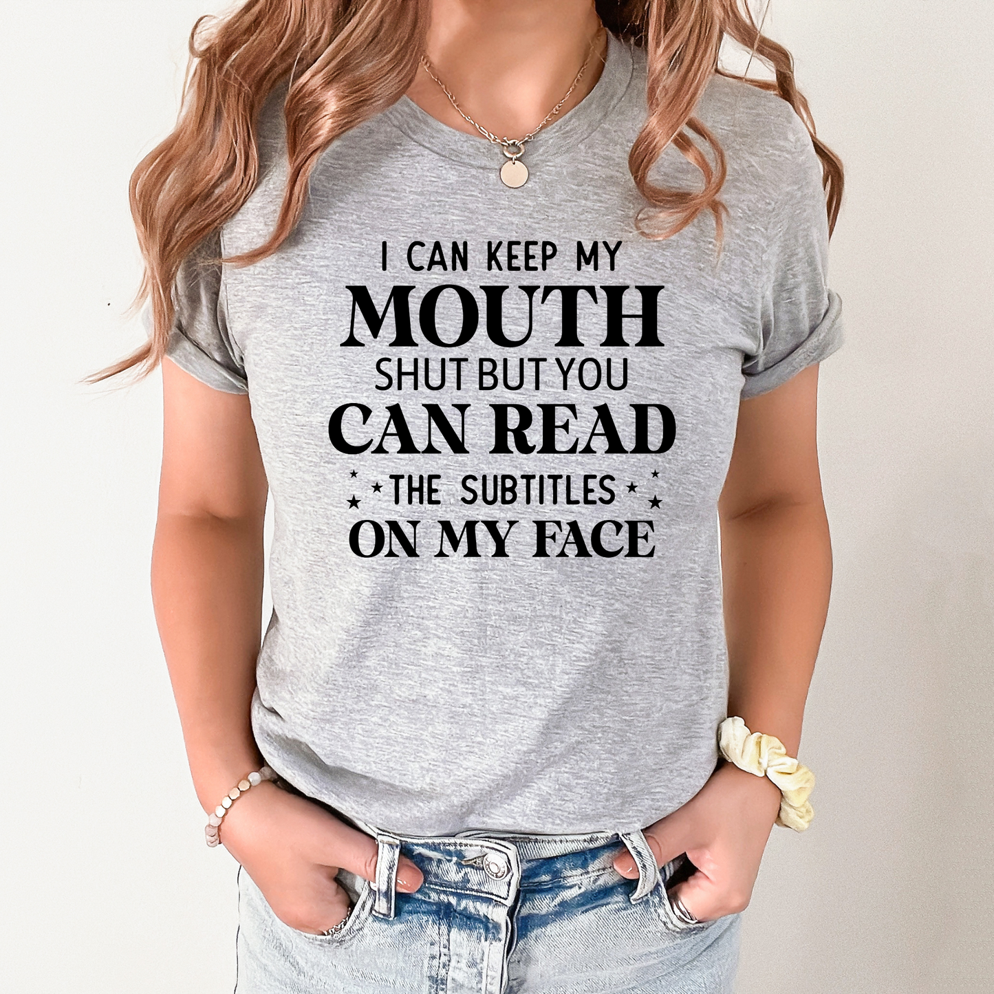 Wholesale I can keep my mouth shut Graphic Tee - Heather Slate Tee