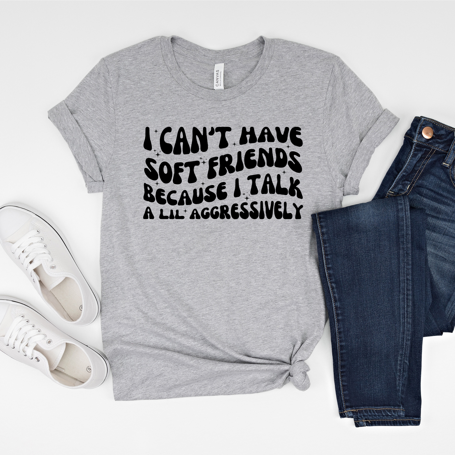 Wholesale I can't have soft friends Graphic Tee - Grey Tee