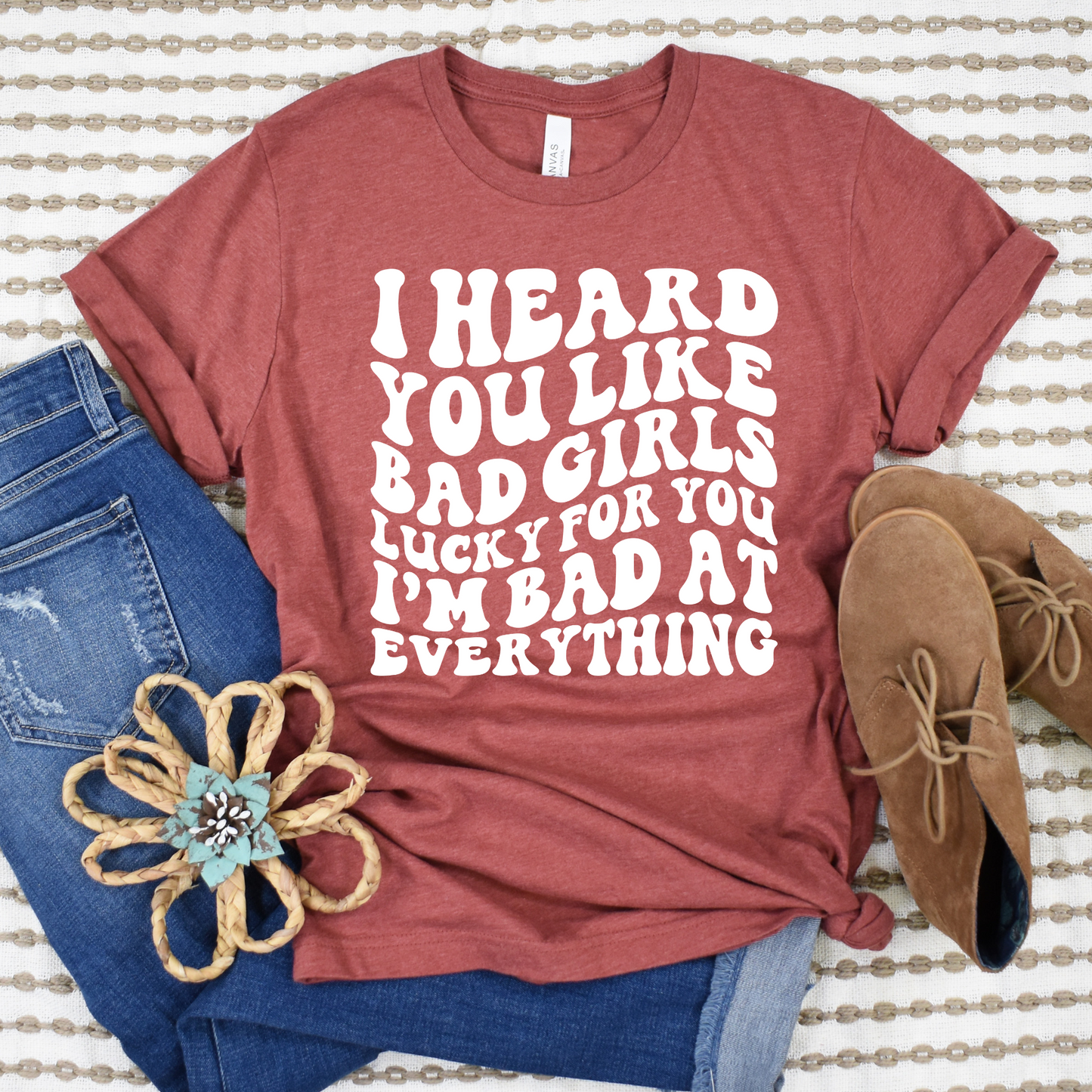 Wholesale Bad girls Graphic Tee - Heather Clay Tee