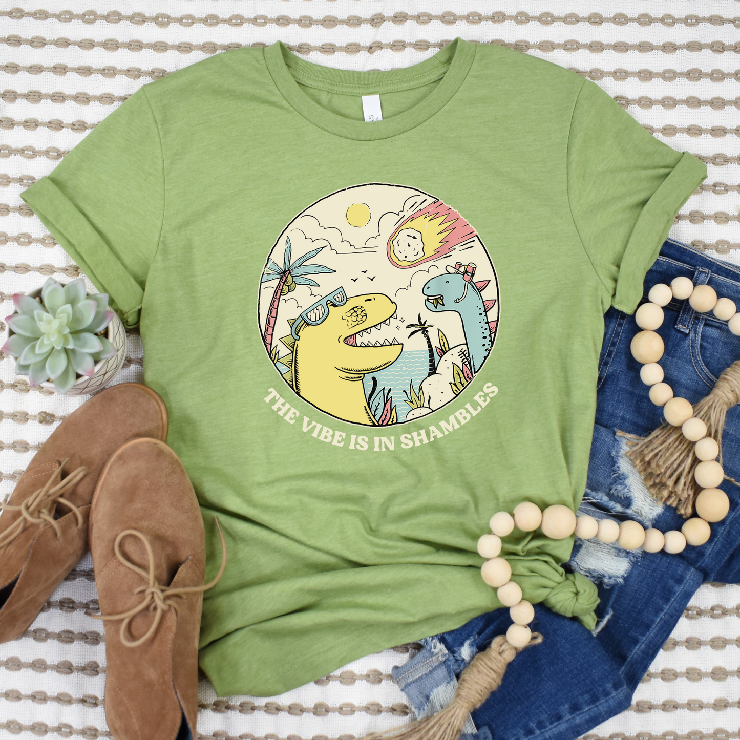 Wholesale The vibe Graphic Tee - Heather Green