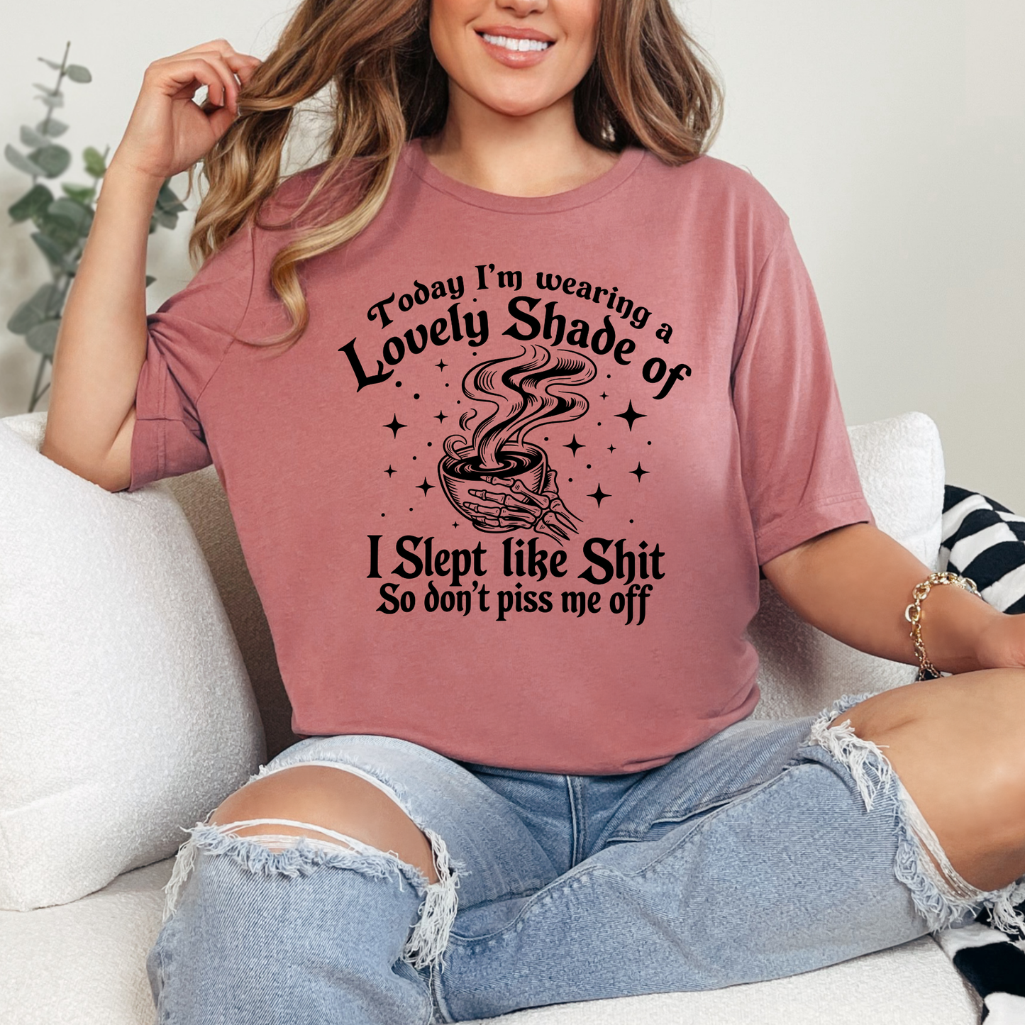 Wholesale Wearing a Lovely Shade Graphic Tee - Mauve Tee