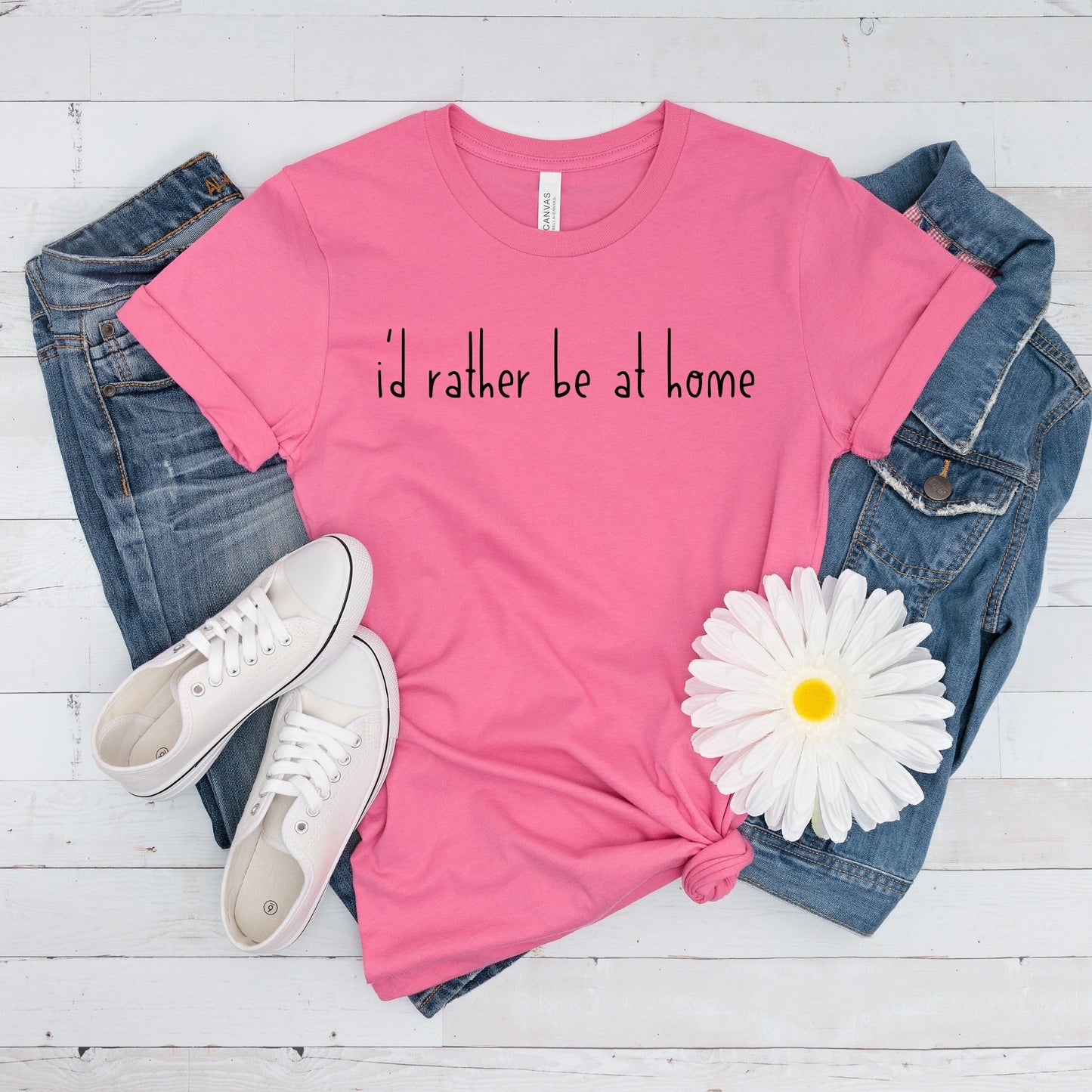 Wholesale I'd rather be at home Graphic Tee - Charity Pink Tee