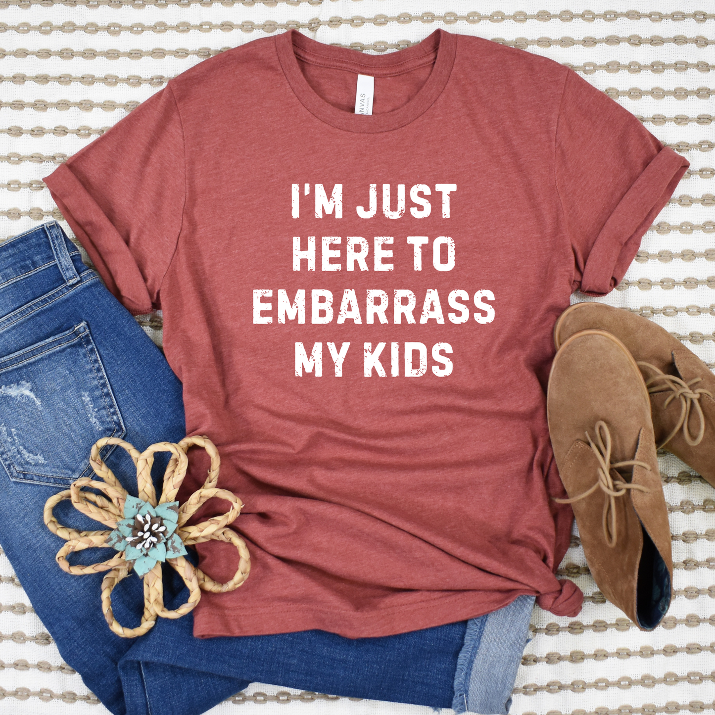 Wholesale Embarrass My Kids Graphic Tee - Heather Clay Tee