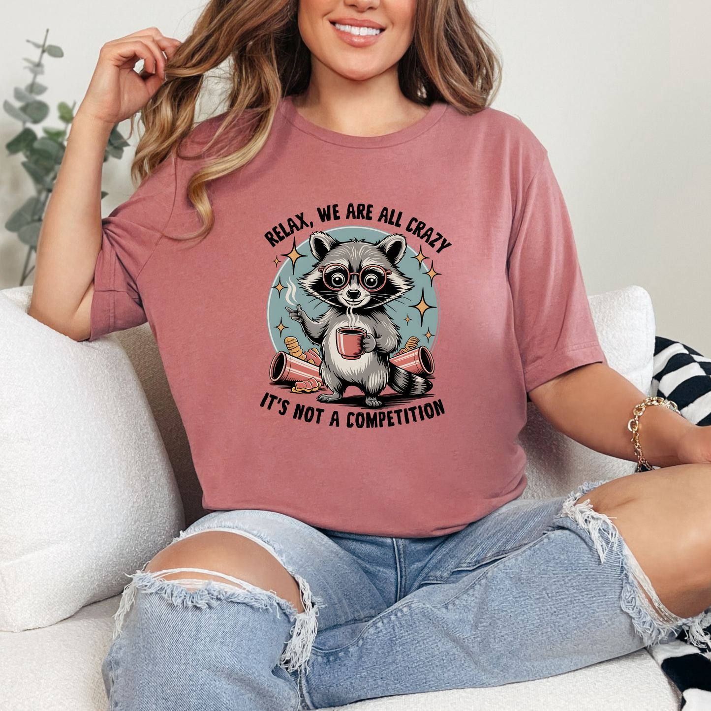 Wholesale We are all crazy, it's not a Competition Graphic Tee - Mauve Tee