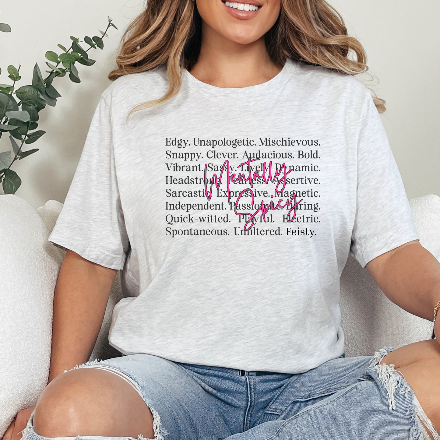 Wholesale Mentally Spicy Words Graphic Tee - Ash Tee