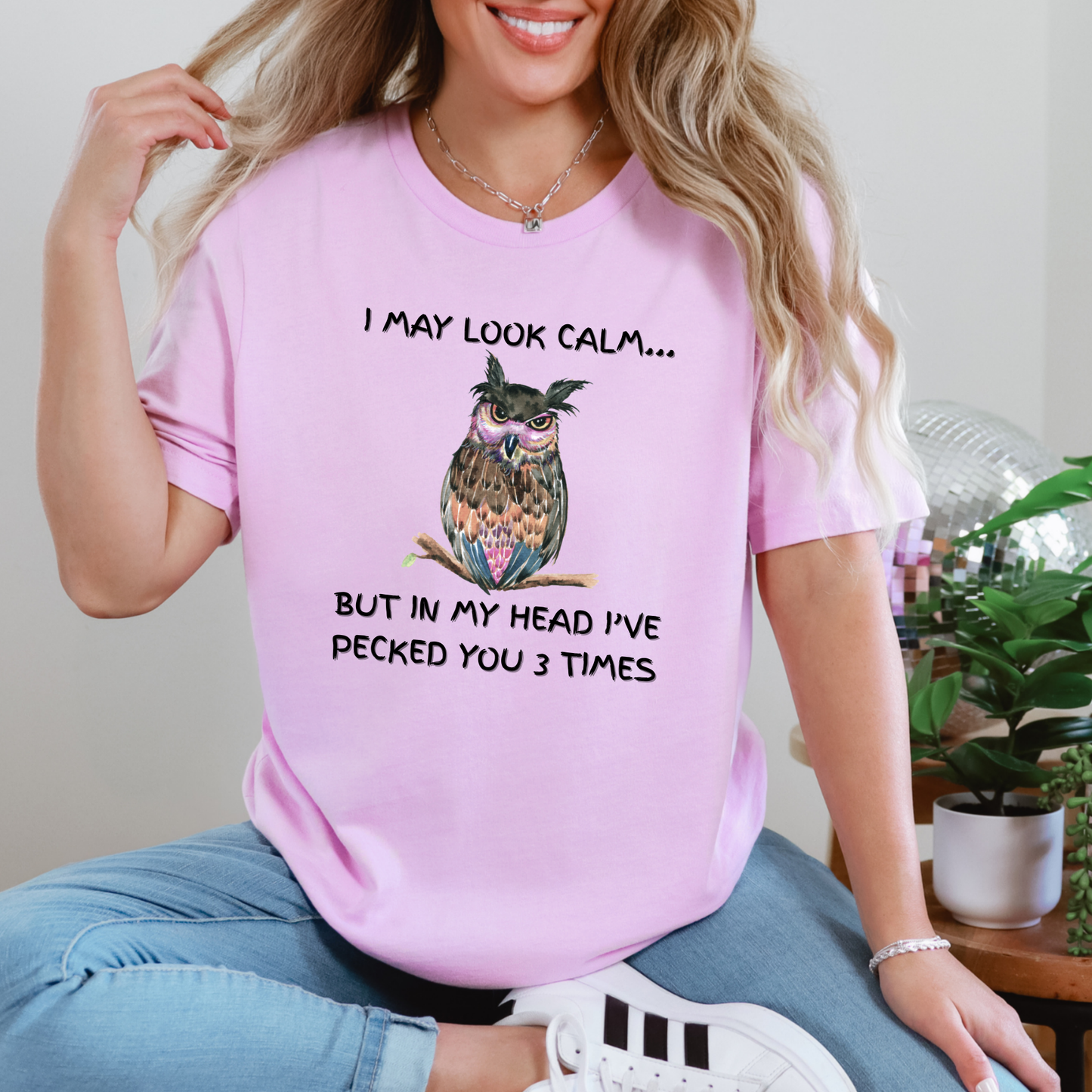 Wholesale I May Look Calm Graphic Tee - Lilac Tee