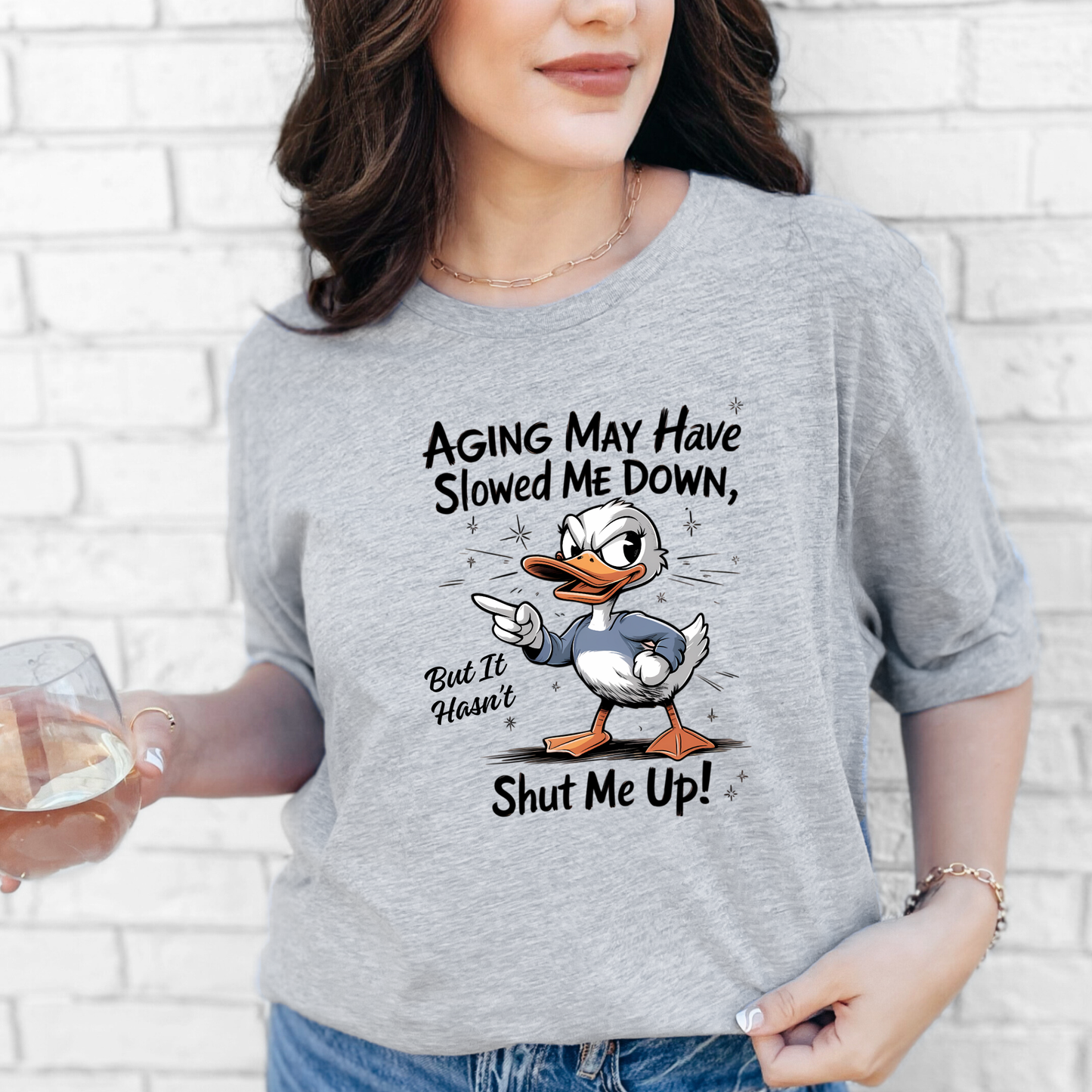 Wholesale Aging Slowed Me Down Graphic Tee - Grey Tee