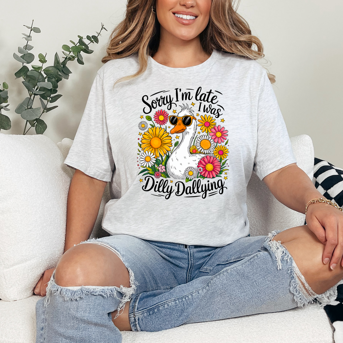 Wholesale Dilly Dallying Graphic Tee - Steel Blue Tee