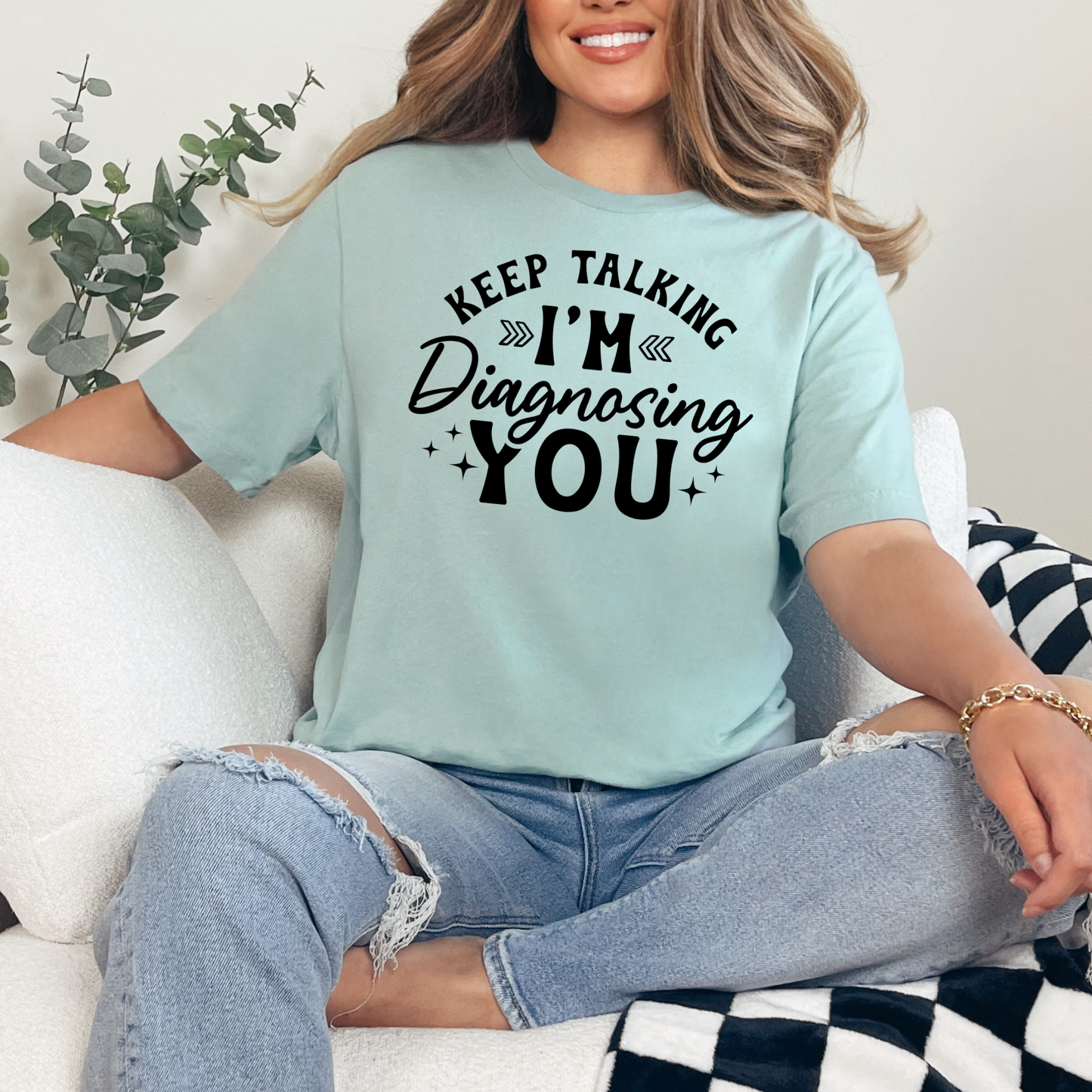 Wholesale I'm Diagnosing You Graphic Tee - Dusty Blue Tee