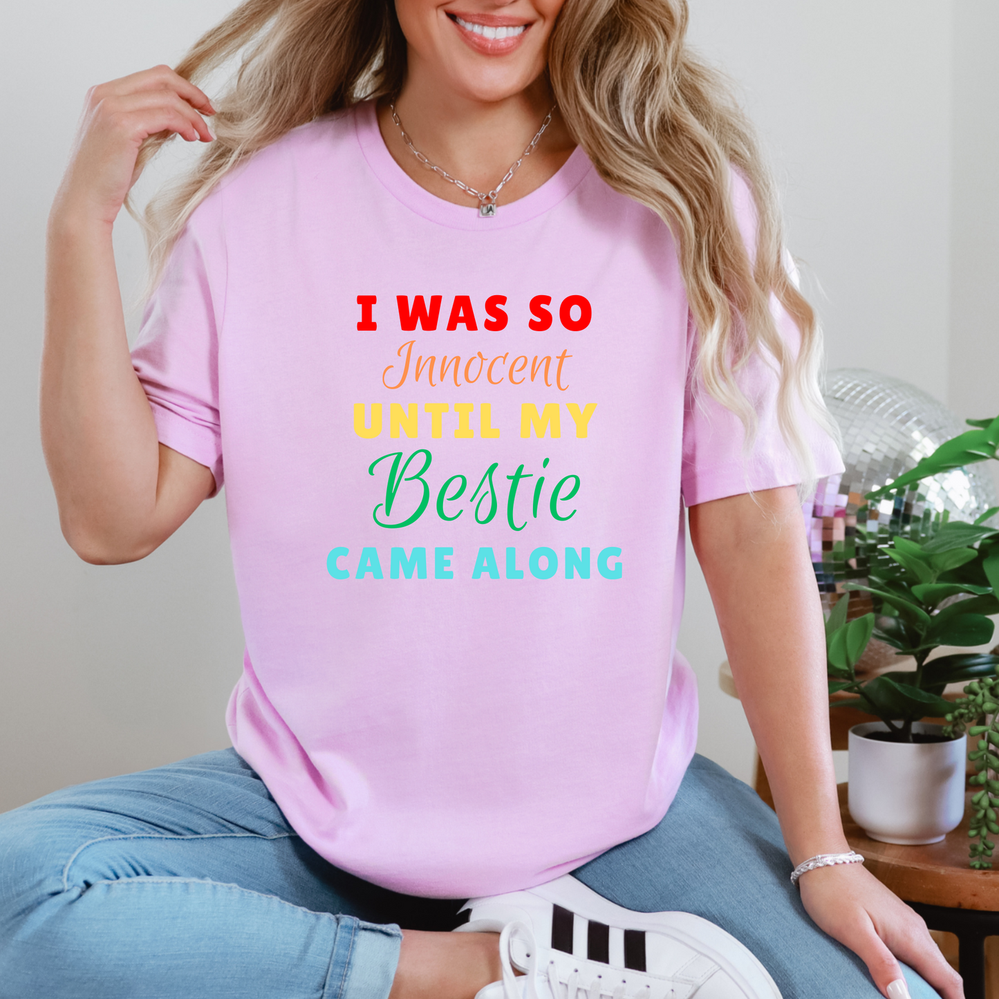 Wholesale Bestie Came Along Graphic Tee - Lilac Tee