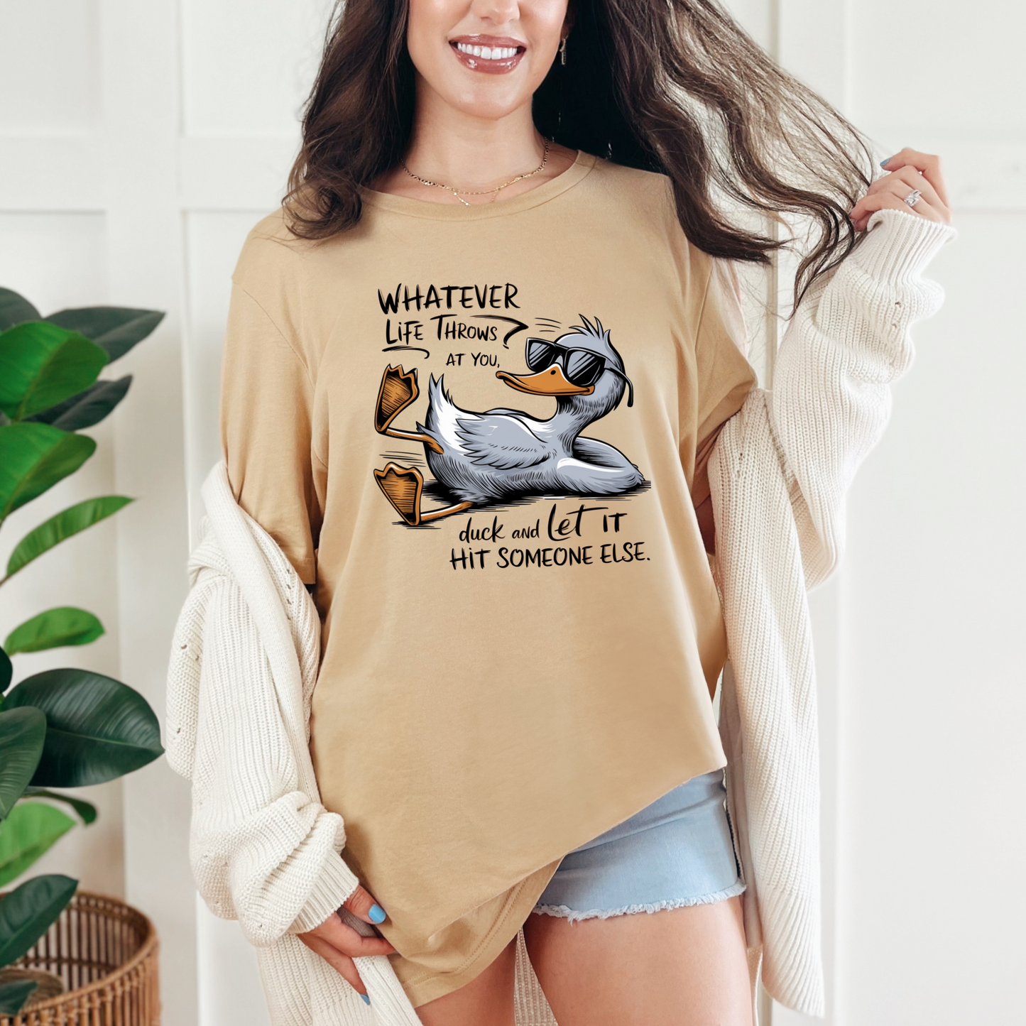 Wholesale Whatever Life Throws at You Graphic Tee - Sand Dune Tee