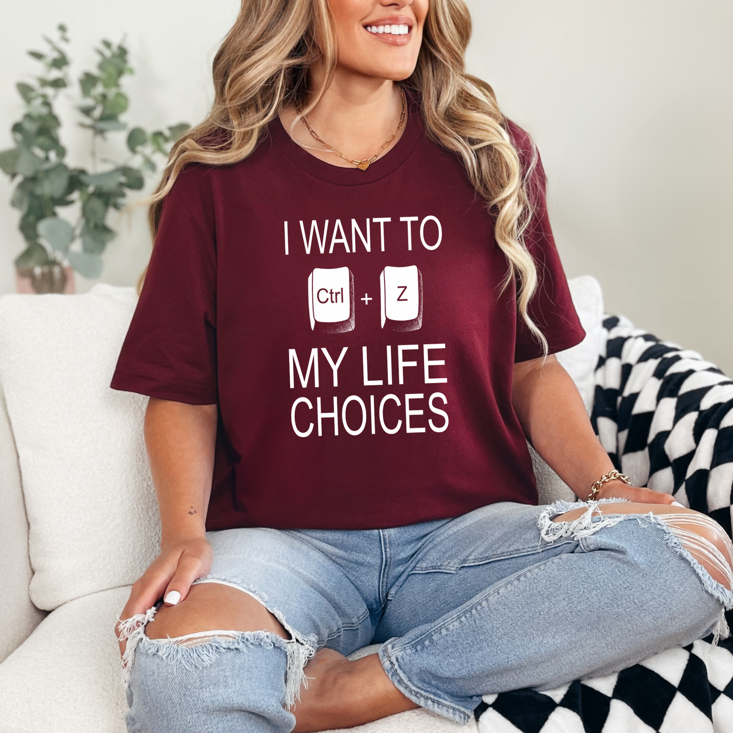 Wholesale Ctrl Z My Life Choices Graphic Tee - Maroon Tee