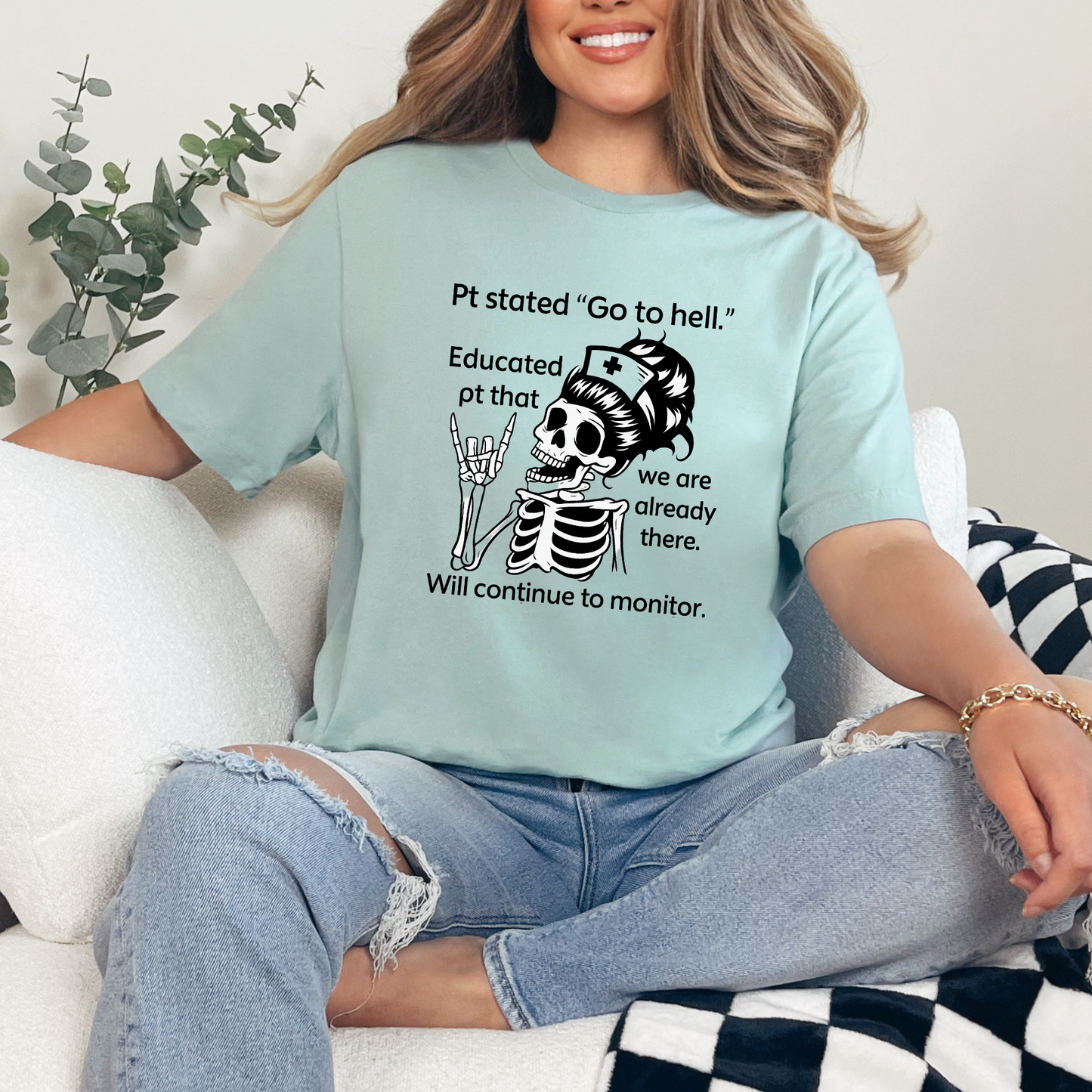 Wholesale PT Go To Hell Graphic Tee - Dusty Blue Tee