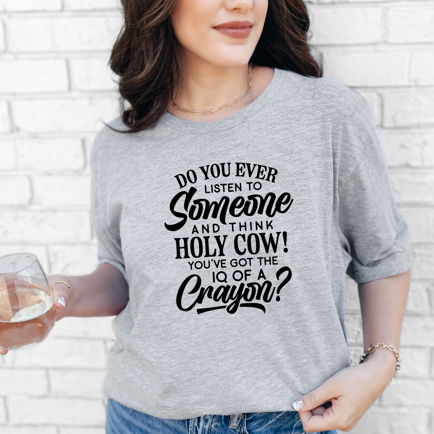 Wholesale IQ of a Crayon Graphic Tee - Grey Tee