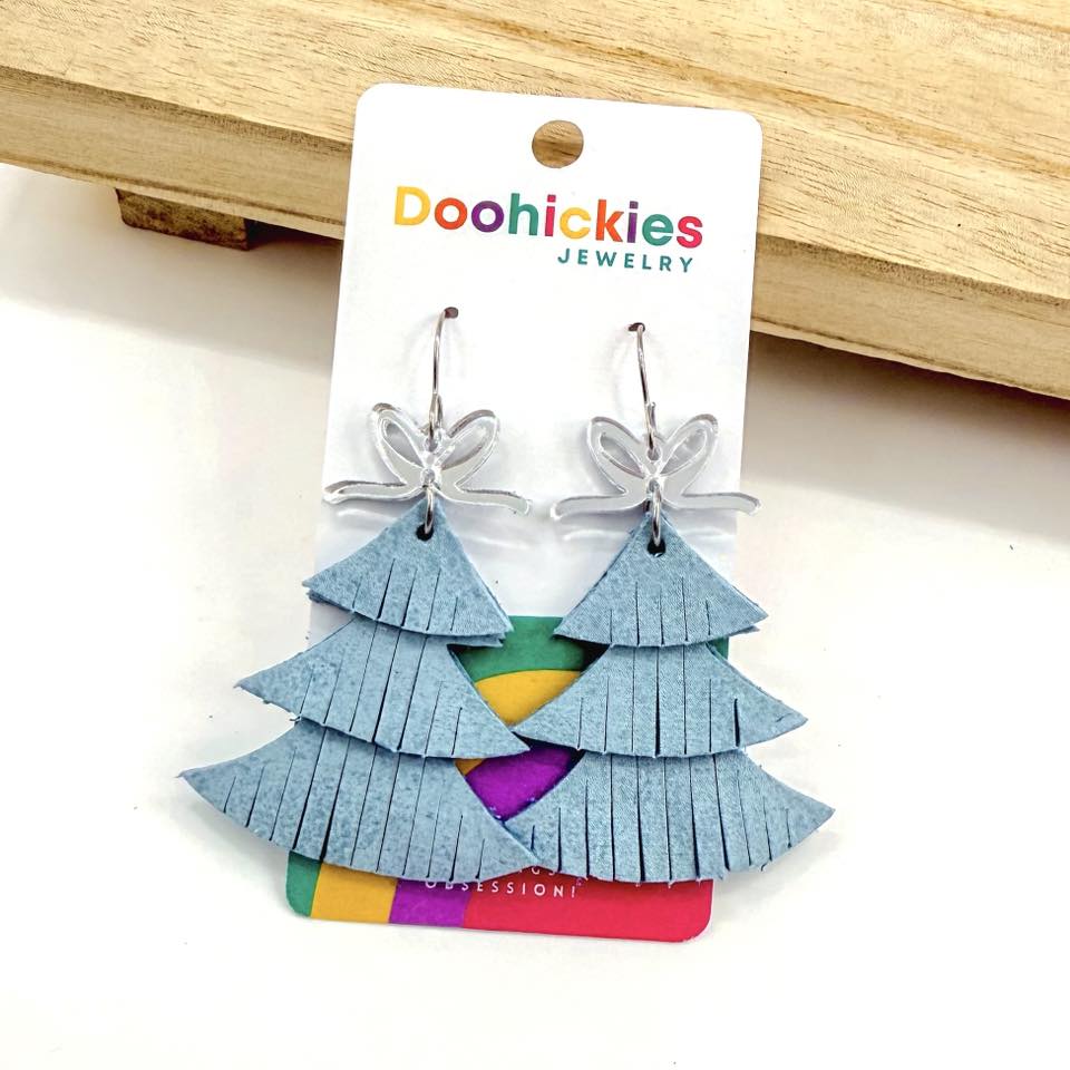 Holly Jolly Fringy Trees - Christmas Earrings