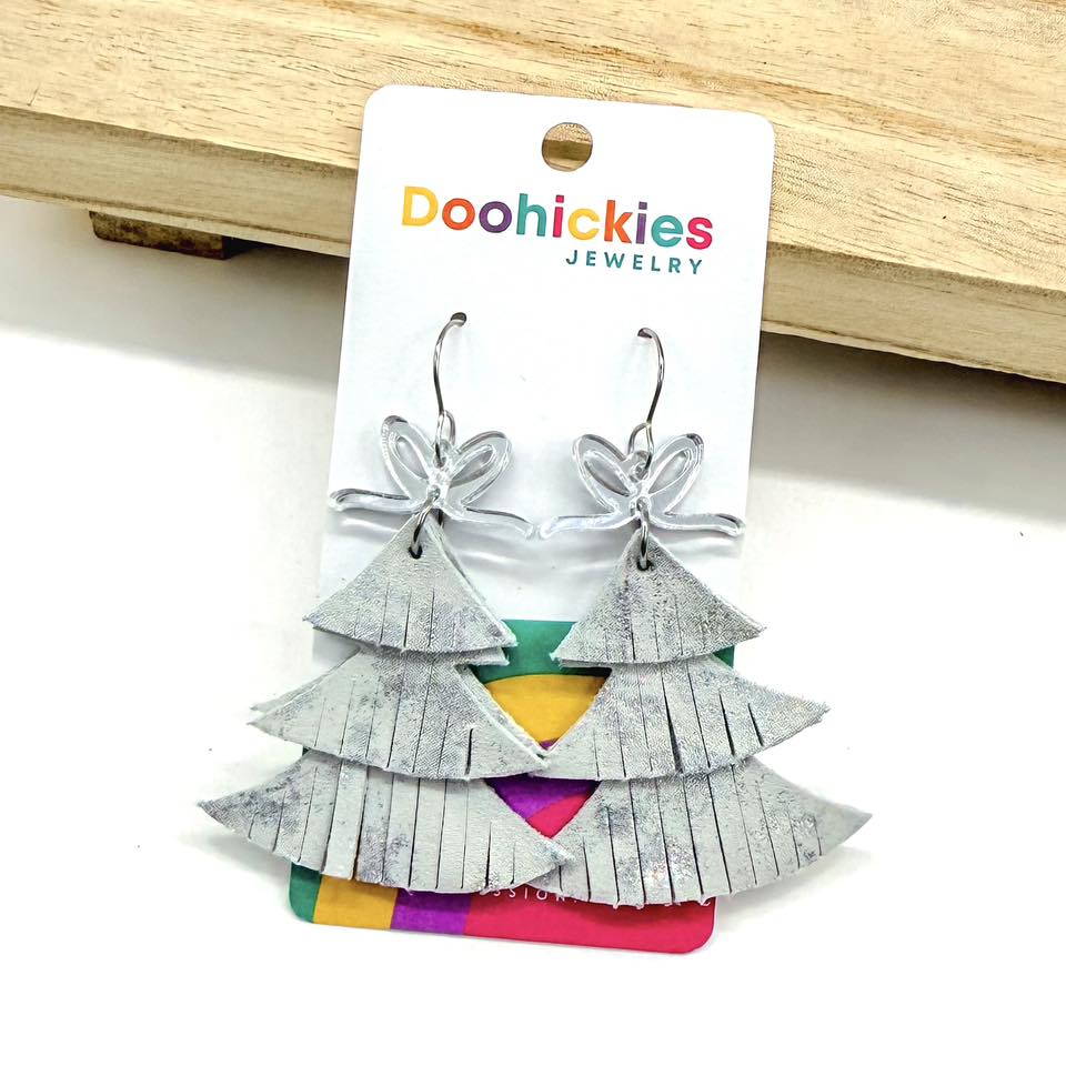 Holly Jolly Fringy Trees - Christmas Earrings