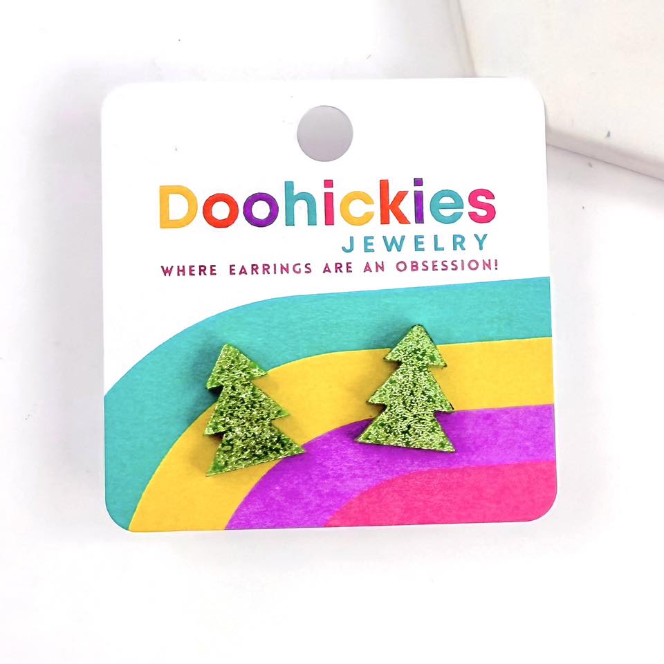 Pine Tree Country Christmas Stud Earrings