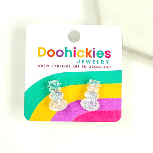 Iced Glimmer Snowman Studs - Christmas Earrings