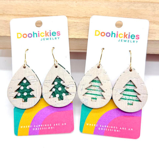 Cutout Layered Christmas Tree Teardrop Earrings