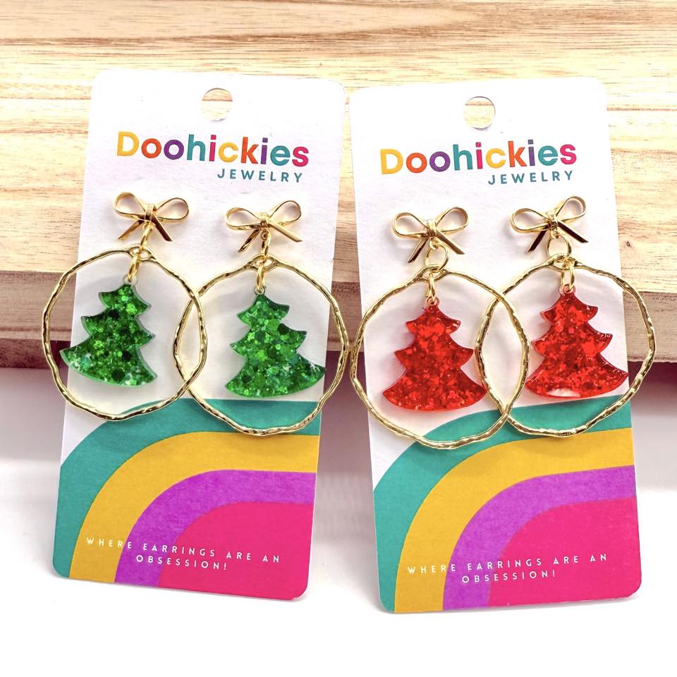 Dangle Sparkle Christmas Tree Acrylic Earrings