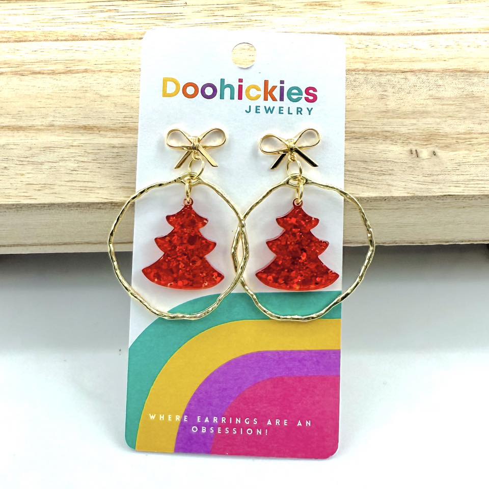 Dangle Sparkle Christmas Tree Acrylic Earrings
