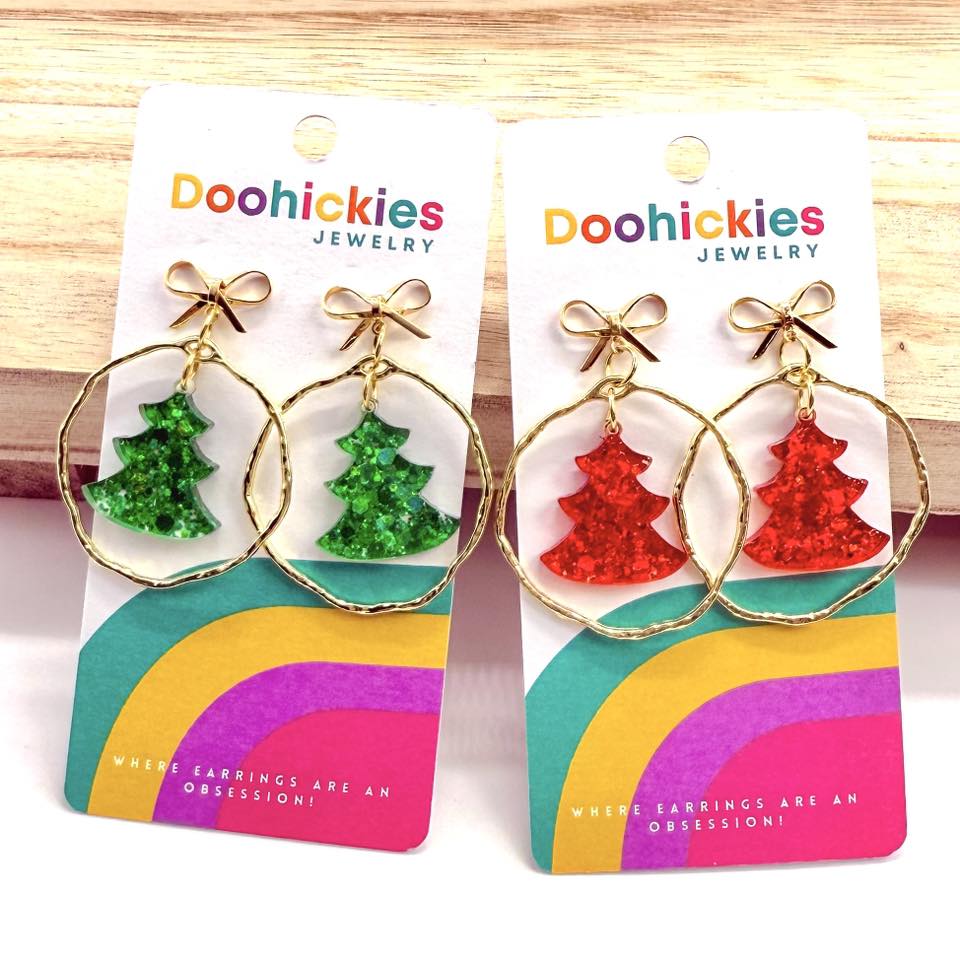 Dangle Sparkle Christmas Tree Acrylic Earrings