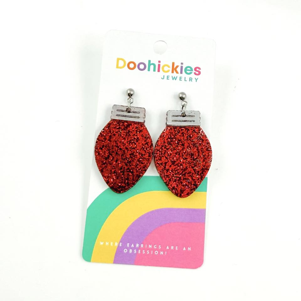 Traditional Glitter Christmas Light Bulb Earring Collection