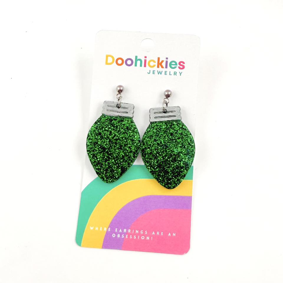 Traditional Glitter Christmas Light Bulb Earring Collection