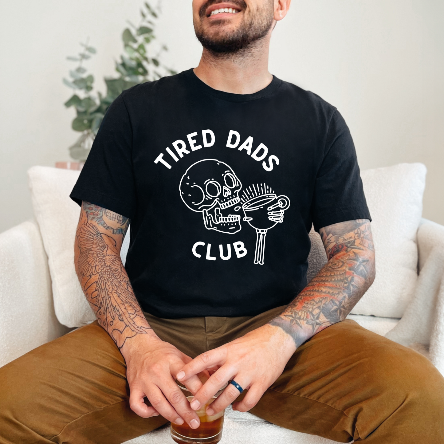Wholesale Tired Dads Skull Graphic Tee - Black Tee