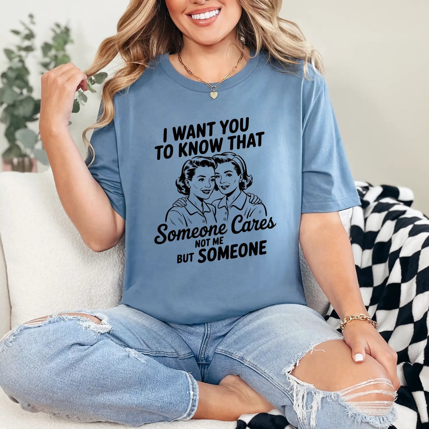 Wholesale Someone Cares Not Me Graphic Tee - Steel Blue Tee