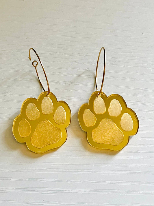 Gold Engraved Football Sports Paw Hoop