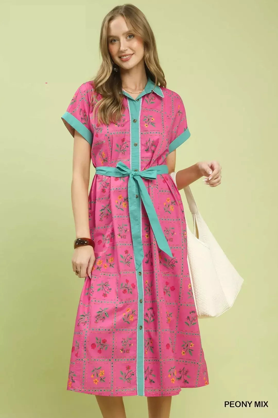 button front midi dress Umgee Mix Floral Button-Front Midi Dress – LandoBugg