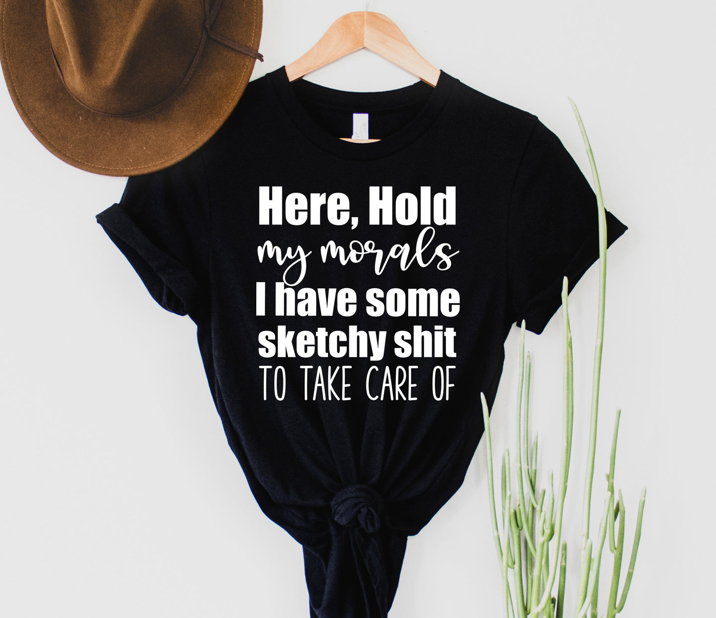 Wholesale Hold My Morals Graphic Tee - Grey