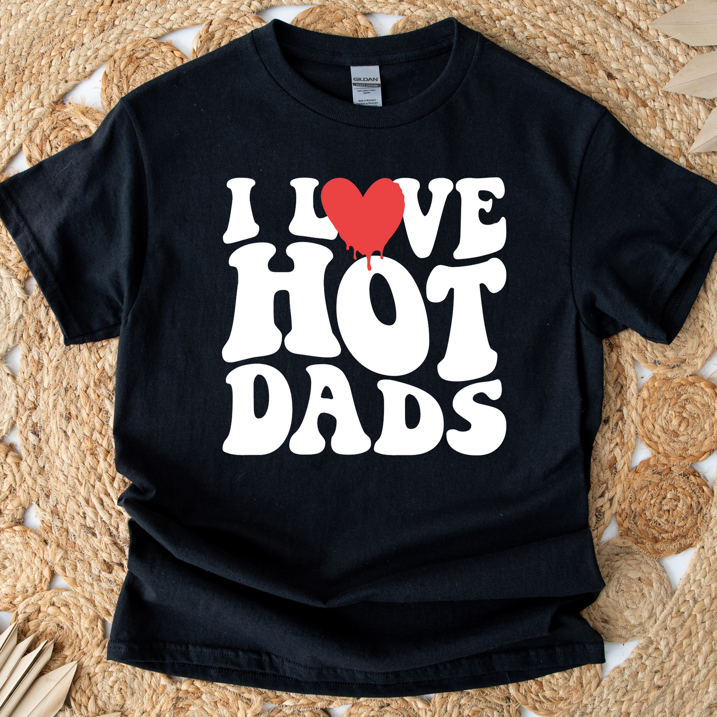 Wholesale I love hot dads Graphic Tee - Black Tee