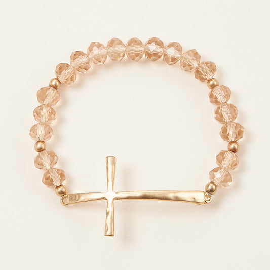 Cross Charm Glass Beaded Bracelet