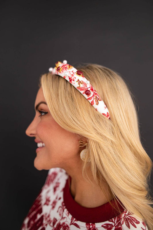 Alabama Floral Toile Logo Headband PRE-ORDER (Est. Ship 9/9)