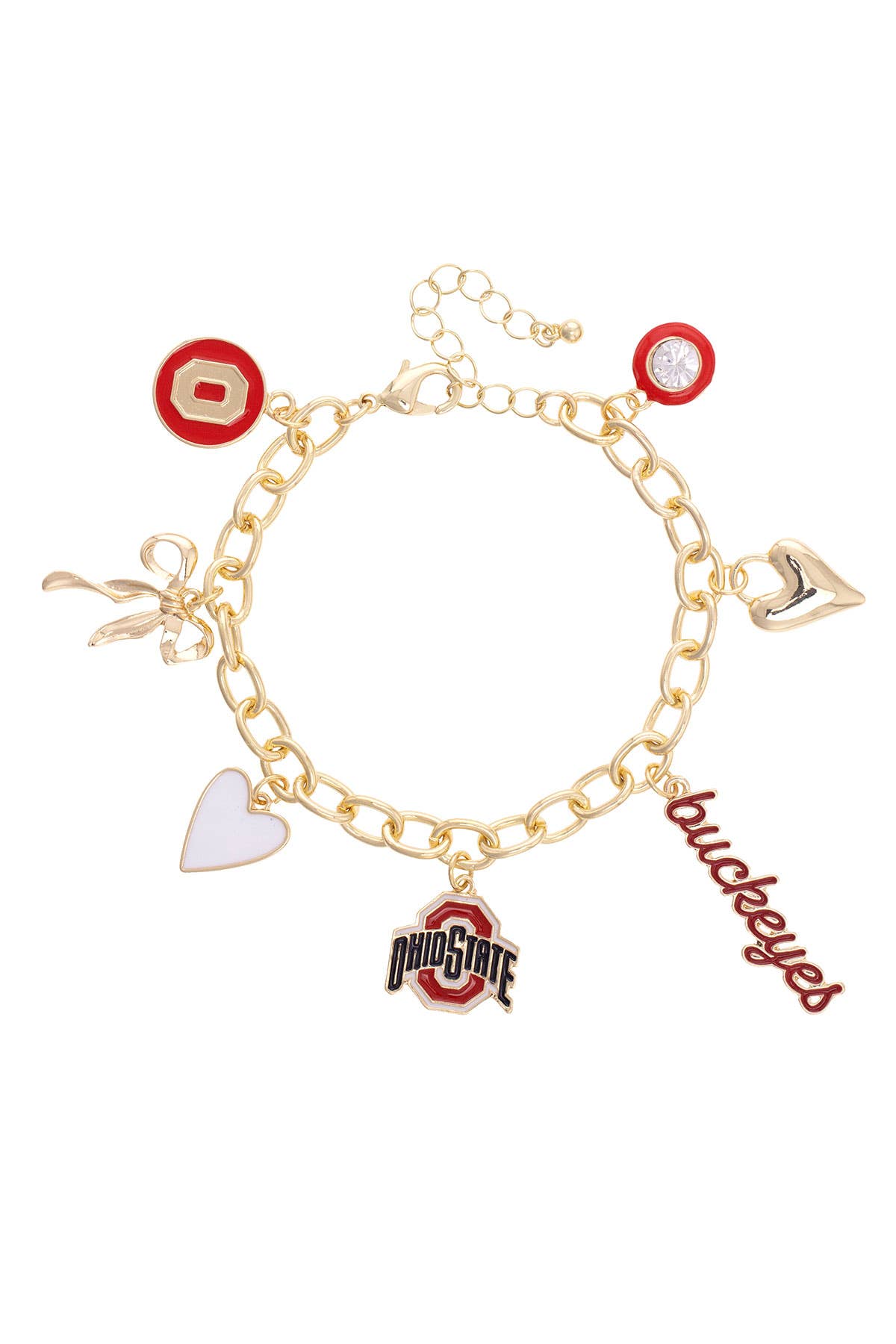 Ohio State Buckeyes Enamel Icons Charm Bracelet in Shiny Gol