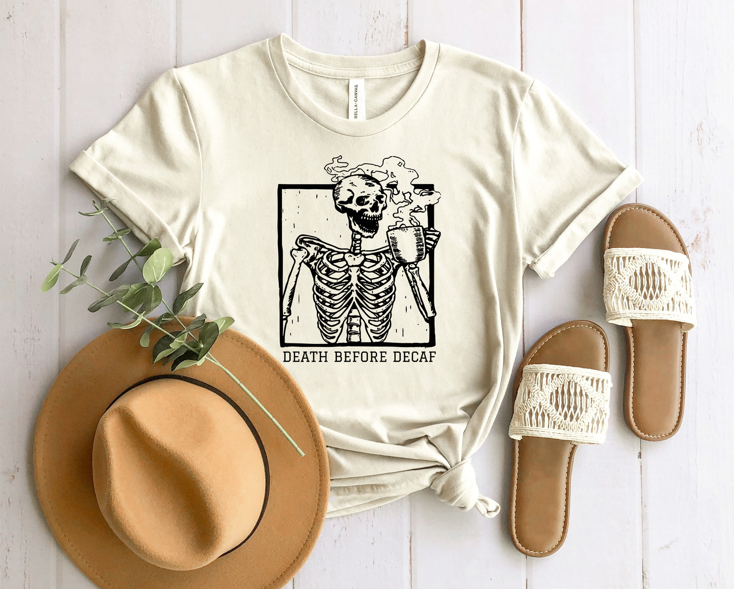 Wholesale Death Before Decaf Graphic Tee - Grey